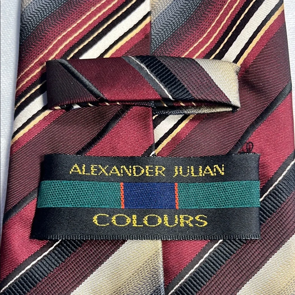 Alexander Julian Red and Black Striped Tie